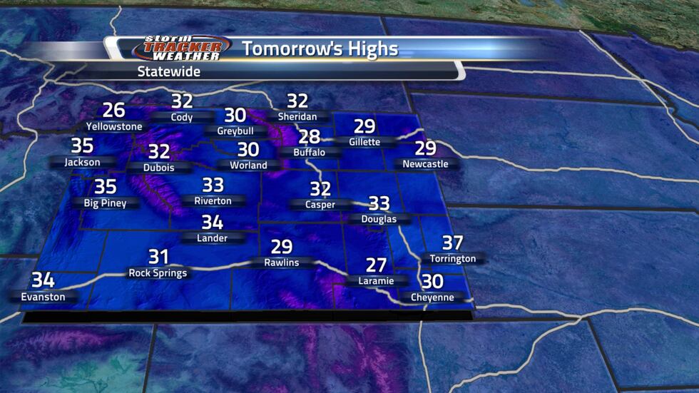 Temperatures for Sunday will range from the 20s and 30s.