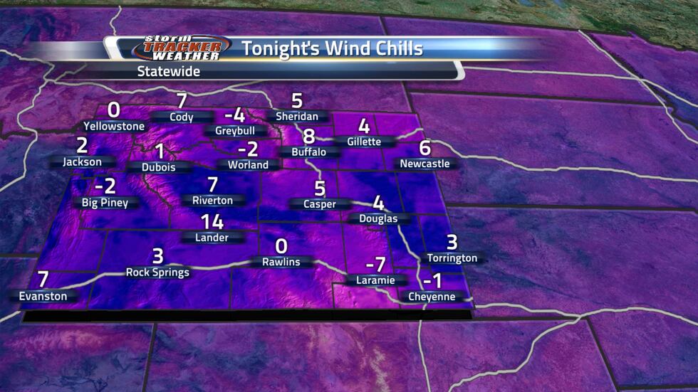 Wind Chills for many areas will range from below zero to the single digits.