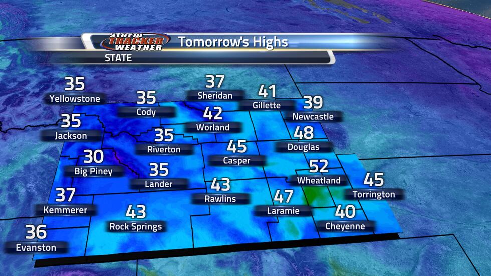 Tomorrow's Highs are in the 40s and 30s across the state