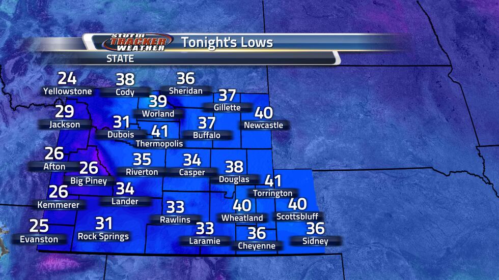 Tonight's lows will be a bit chilly in the mid 30s and low 40s