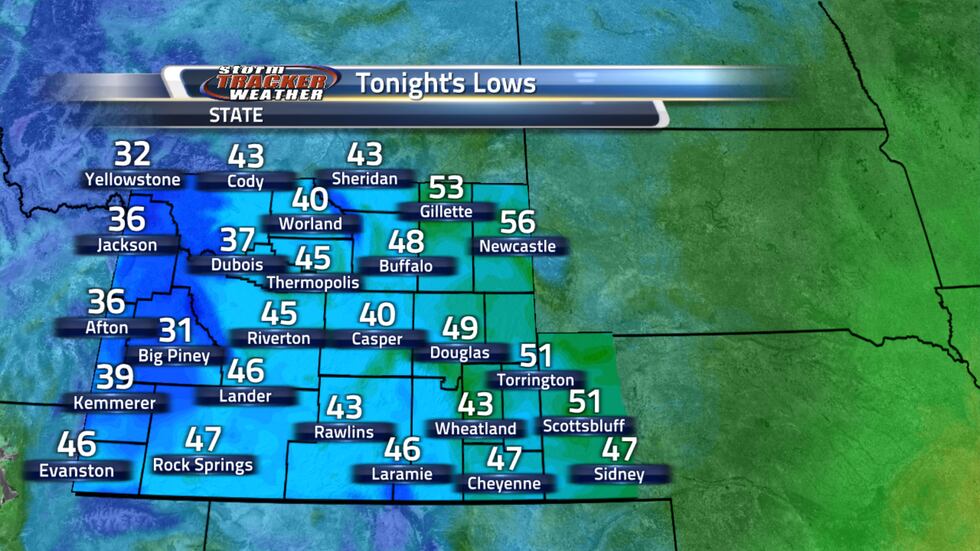 Tonight's lows are going to be in the 40s statewide and below freezing to the west