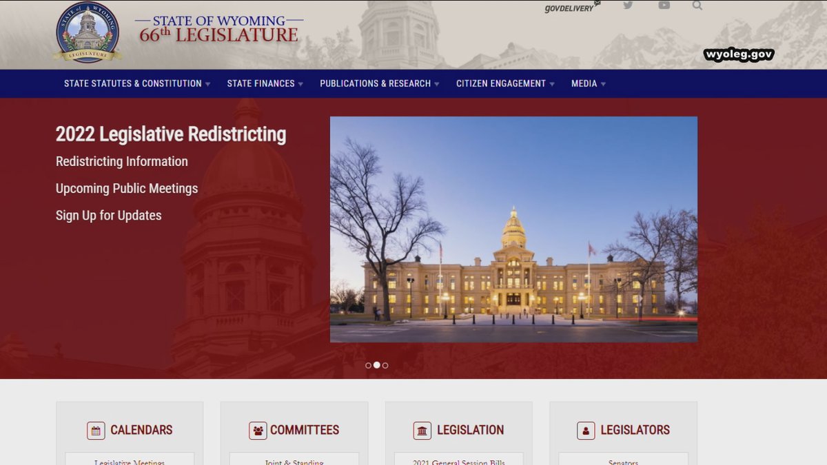 The Wyoming Redistricting Website can be found at wyoleg.gov